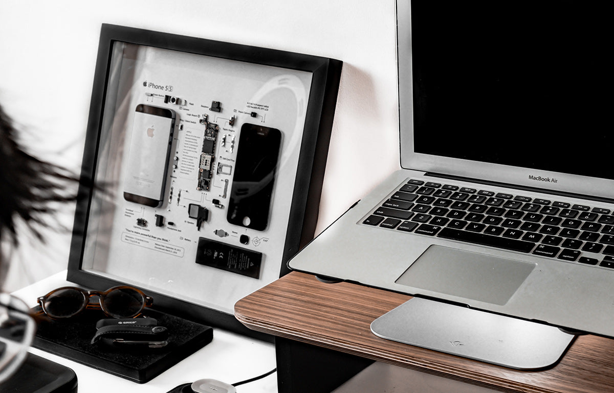 Xreart iPhone 5S Teardown Framed Wall Art - Geek Home Decor Unique Tech Gift for Him