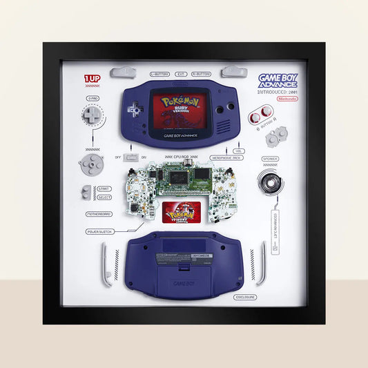 Xreart Nintendo Game Boy Advance Teardown Framed Art - Retro Gaming Wall Decor Unique Collector Gift