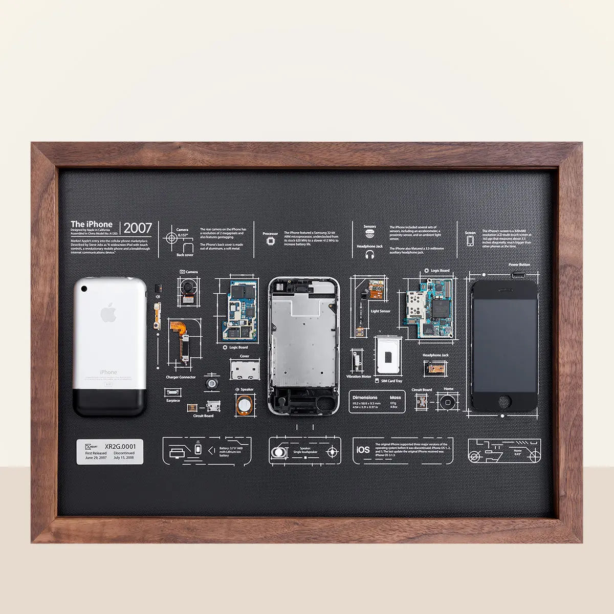 Xreart iPhone 2G 1st Generation Limited Edition Teardown Framed Wall Art - Rare Apple Collectible
