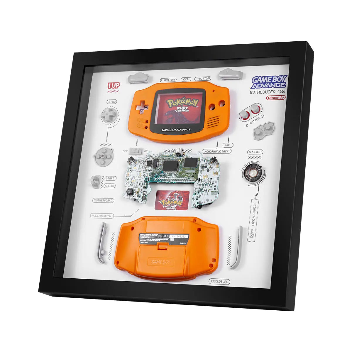 Xreart Nintendo Game Boy Advance Teardown Framed Art - Retro Gaming Wall Decor Unique Collector Gift