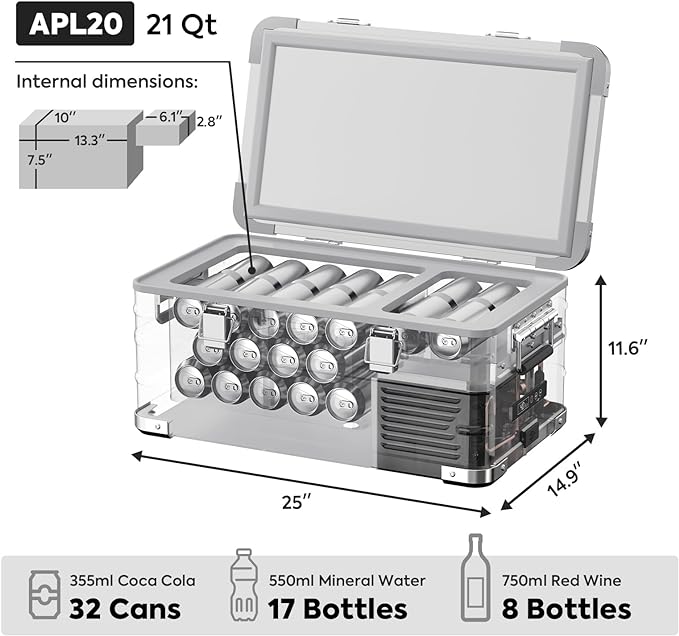 ICECO 21QT APL20 Light Duty Aluminum Portable Fridge Freezer Single Zone