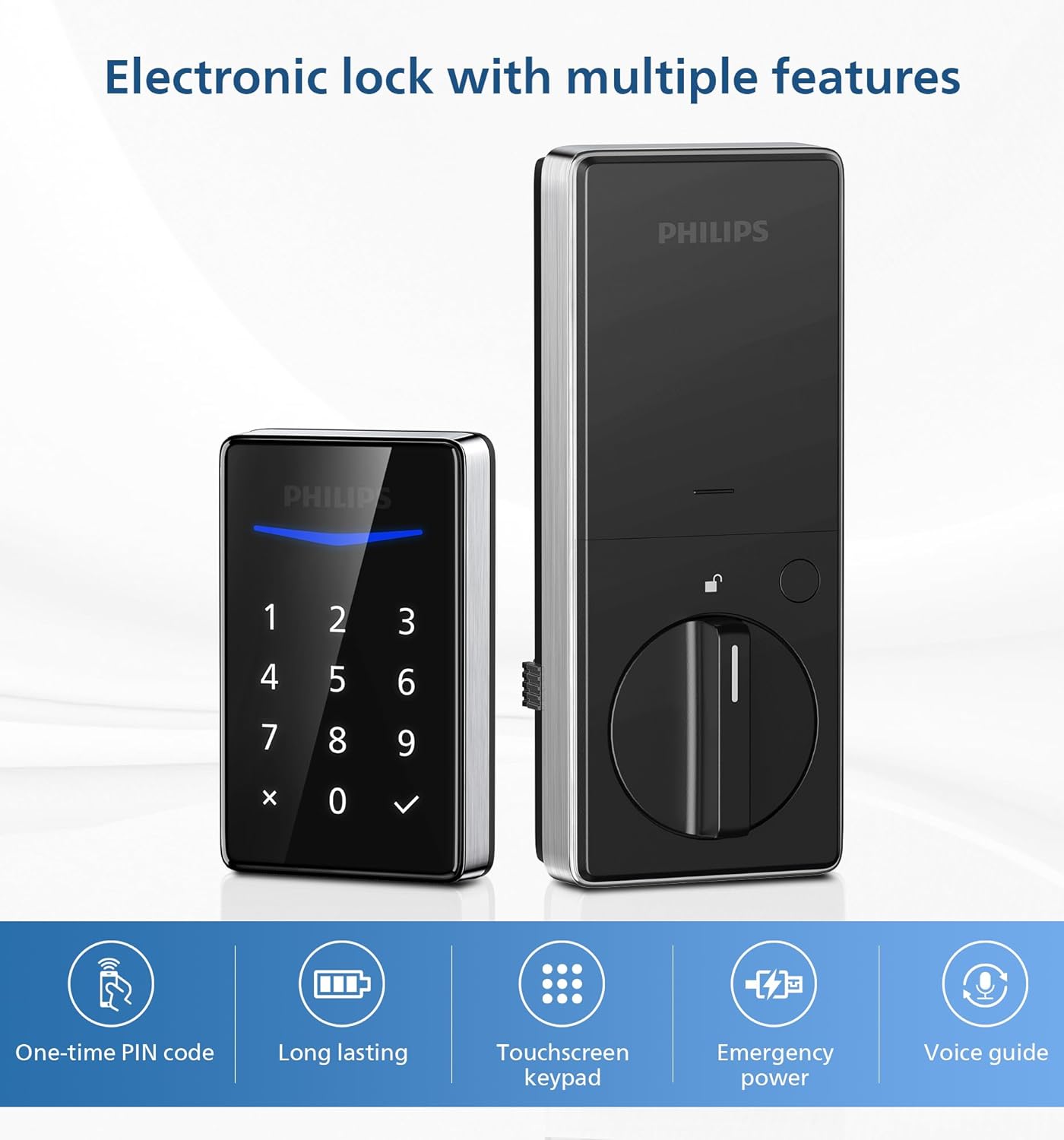 Philips Keyless Entry Door Lock - Generate One-time Code Remotely Nonconnected- Touchscreen Keypad Standalone Deadbolt Lock