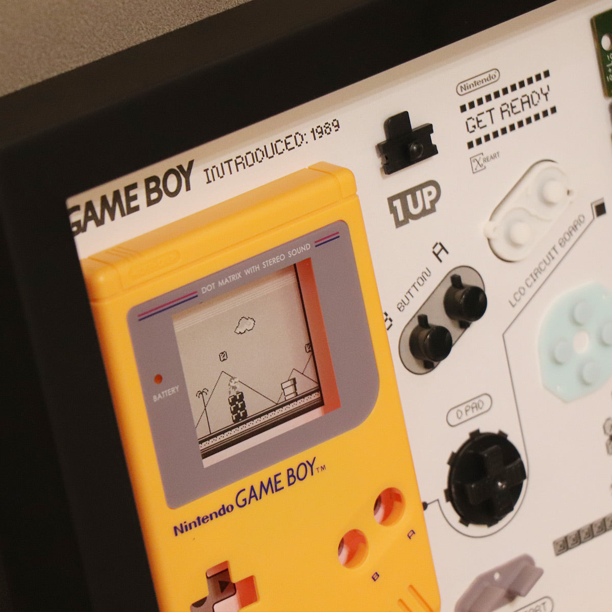 Xreart Nintendo Game Boy 1989 Super Mario Teardown Framed Art - Retro Gaming Wall Decor Collector Gift