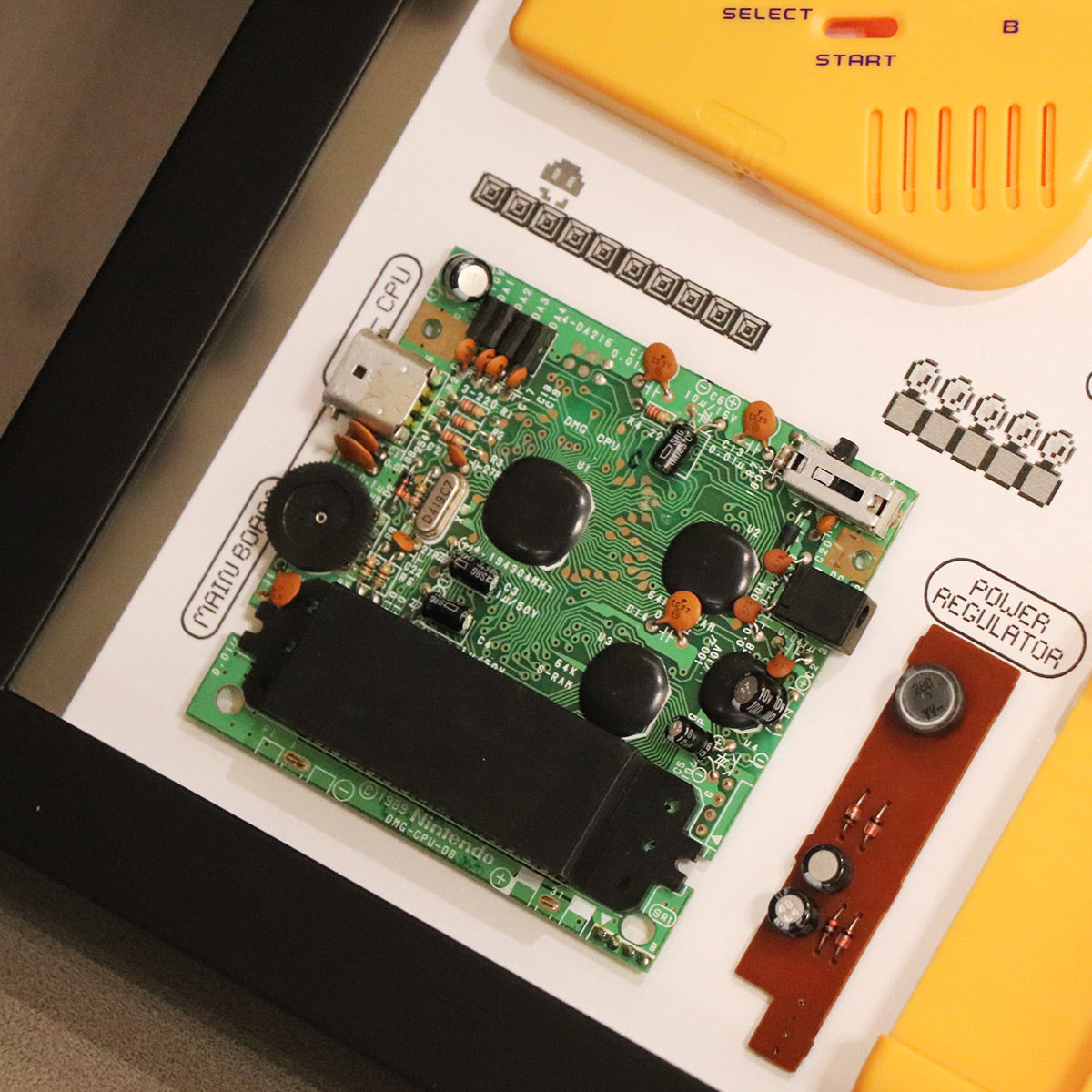 Xreart Nintendo Game Boy 1989 Super Mario Teardown Framed Art - Retro Gaming Wall Decor Collector Gift
