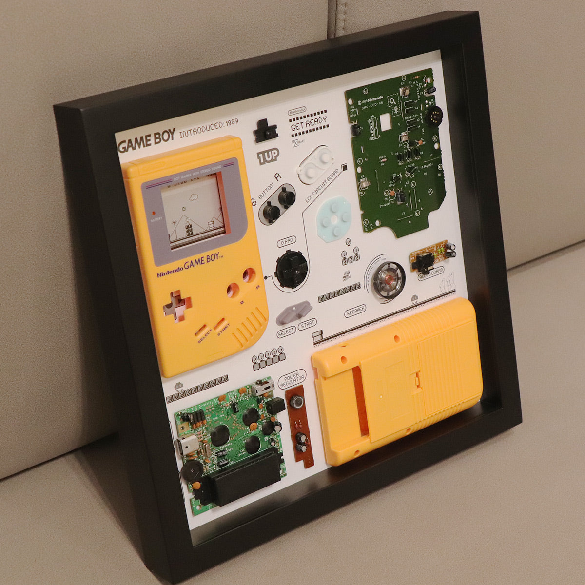 Xreart Nintendo Game Boy 1989 Super Mario Teardown Framed Art - Retro Gaming Wall Decor Collector Gift