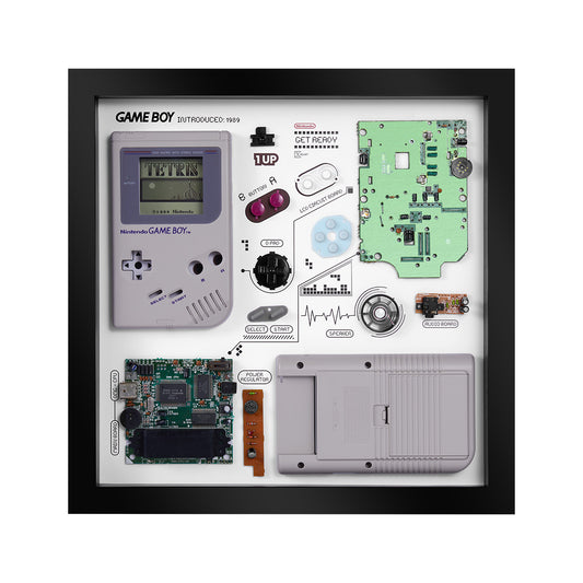 Xreart Nintendo Game Boy Original 1989 Tetris Teardown Framed Art - Retro Gaming Wall Decor Collector Gift