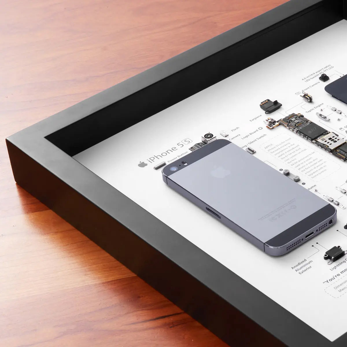 Xreart iPhone 5S Teardown Framed Wall Art - Geek Home Decor Unique Tech Gift for Him