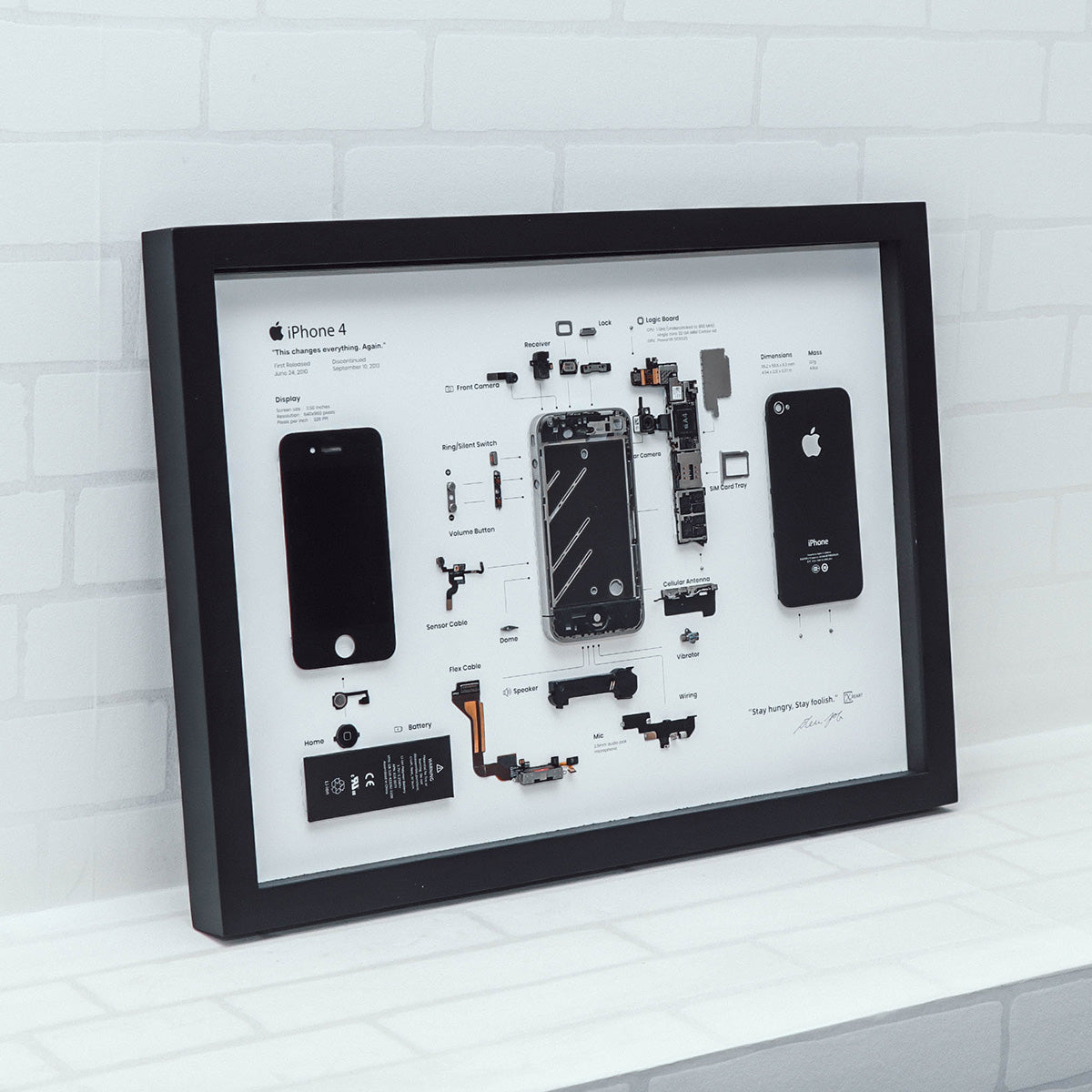 Xreart iPhone 4 Teardown Framed Wall Art - Retro Tech Decor Unique Gift for Apple Fans and Collectors