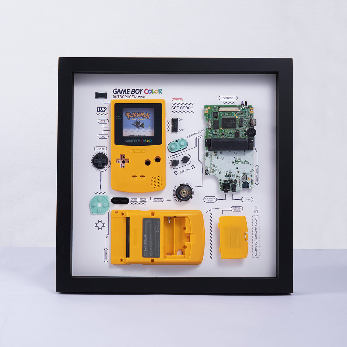 Xreart Nintendo Game Boy Color Teardown Framed Art - Retro Gaming Wall Decor Collectible Gift for Gamers