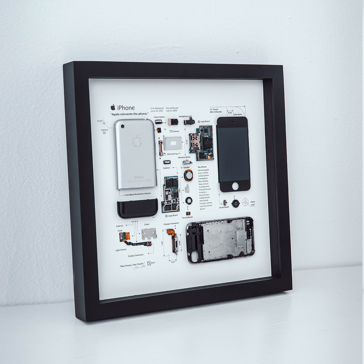 Xreart iPhone 2G 1st Generation Teardown Framed Wall Art - Handcrafted Tech Decor Collectible Gift for Apple Fans