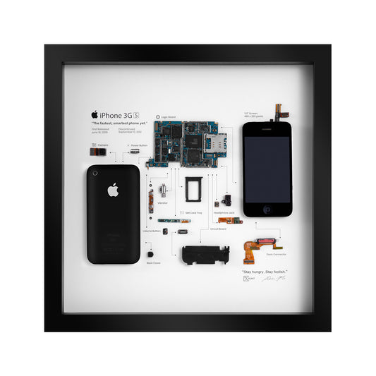 Xreart iPhone 3GS Teardown Framed Wall Art - Retro Apple Tech Decor Collectible Gift for Tech Lovers