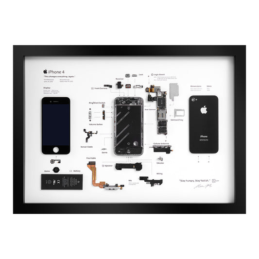 Xreart iPhone 4 Teardown Framed Wall Art - Retro Tech Decor Unique Gift for Apple Fans and Collectors