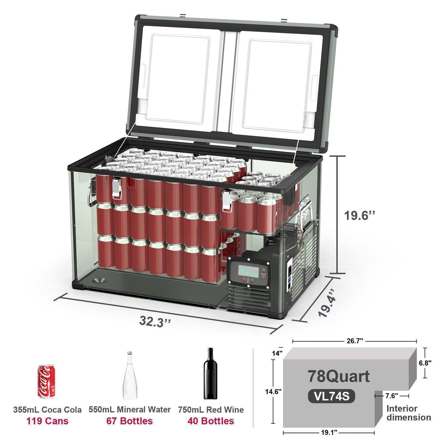 ICECO 78QT VL74 Single Zone Portable Fridge Freezer