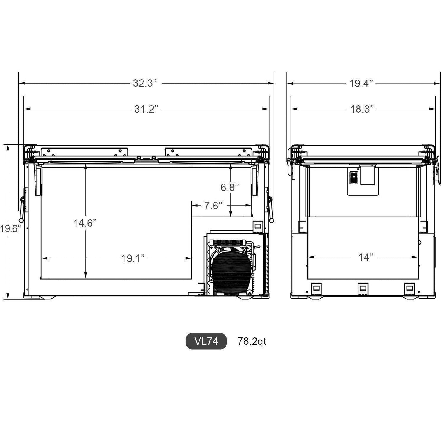ICECO 78QT VL74 Single Zone Portable Fridge Freezer