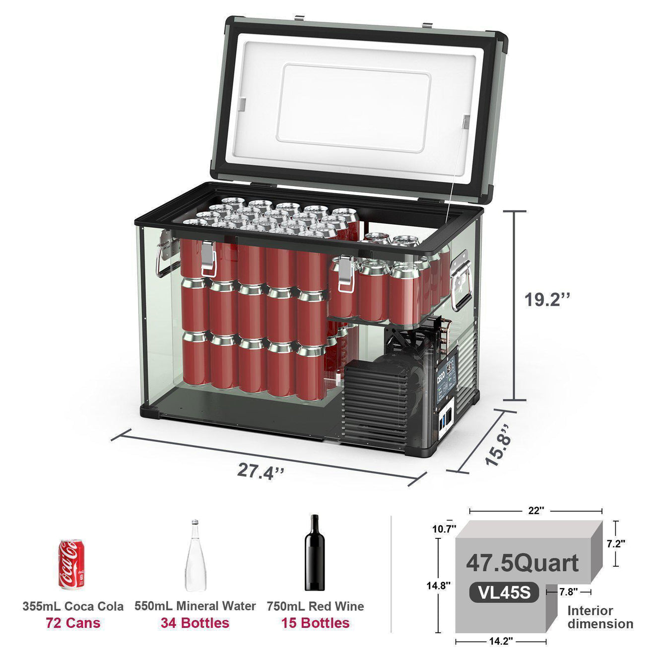 ICECO 47.6QT VL45 Single Zone Portable Fridge Freezer